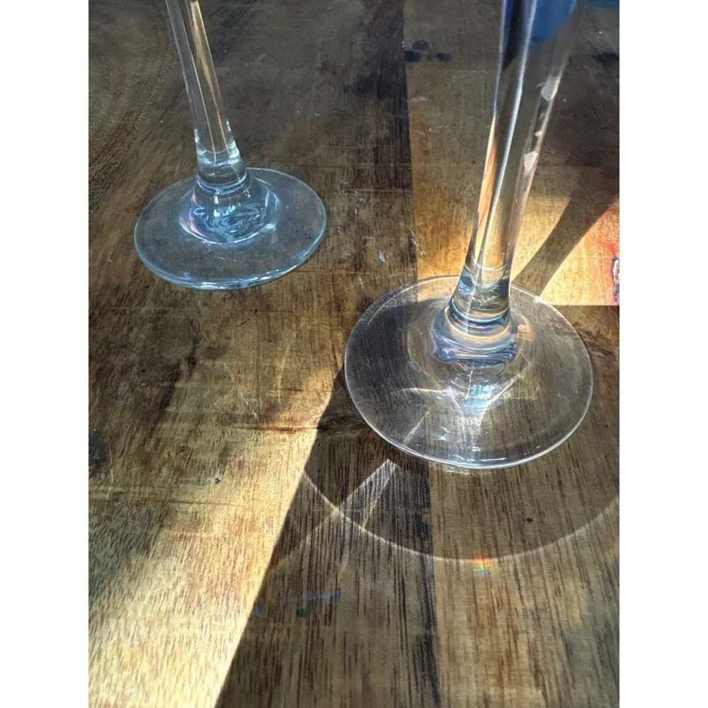 Set of 3 Amethyst Purple Iridescent Cordial Glasses Tulip Stemware Partylite